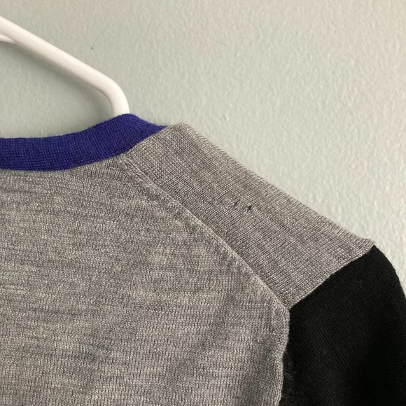 Clements Ribeiro POP Colorblock Cardigan Merino Wool Black Grey Blue Size M - Picture 7 of 8